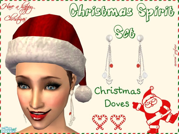 Sims 2 — Christmas Spirit Set - Christmas Doves by sinful_aussie — Earrings with a Christmas theme, ranging from classy