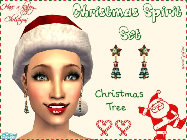 Sims 2 — Christmas Spirit Set - Christmas Tree by sinful_aussie — Earrings with a Christmas theme, ranging from classy