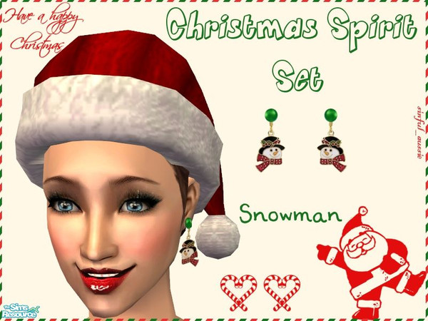 Sims 2 — Christmas Spirit Set - Snowman by sinful_aussie — Earrings with a Christmas theme, ranging from classy diamonds