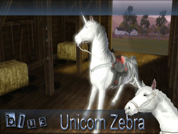 Sims 3 — Unicorn Zebra?? by blu3 — We Normally See Zebra Horse But Unicorn Zebra?? Well.... thats something odd