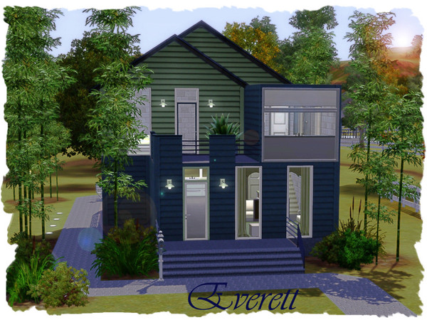 Sims 3 — Everett by elena99e2 — A modern home for 3-4 Sims. First Floor: Open floor plan featuring a large