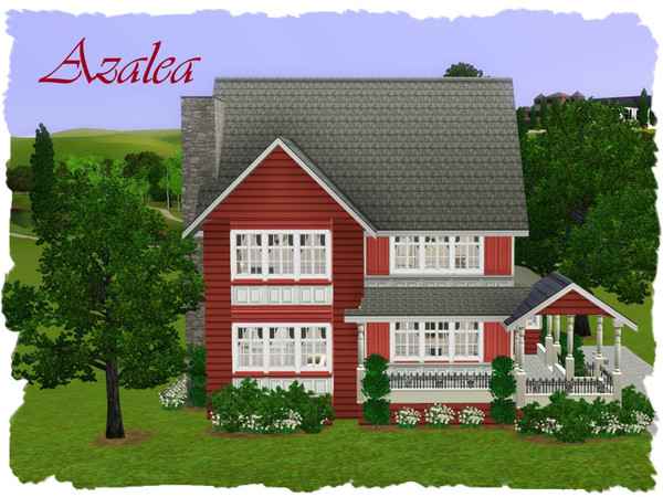 Sims 3 — Azalea by elena99e2 — Craftsman style for any size family. First Floor: Kitchen, dining area, living room,