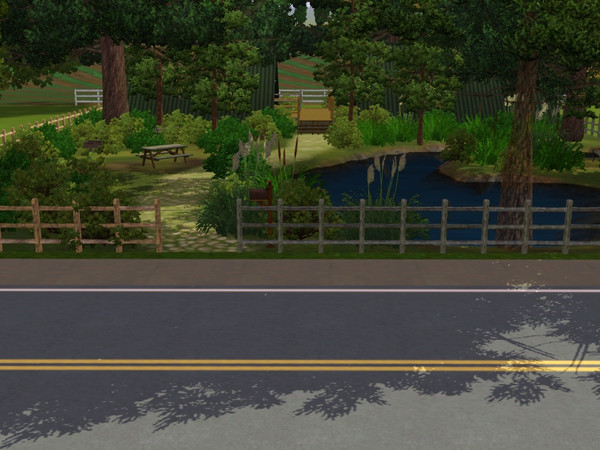 Sims 3 — Pinehurst Cabin by Santera — 1 Story A-Frame with 1 Bedroom, 1 Bath, Living Room and Kitchen. Grounds also