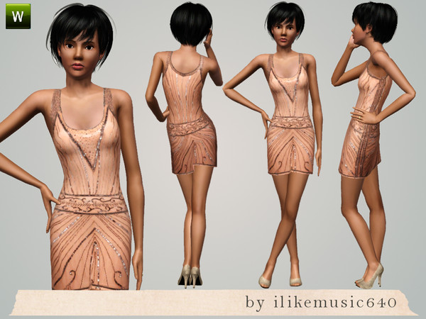 Sims 3 — Pale Pink Glitter Party Dress by ILikeMusic640 — pink sparkly dress