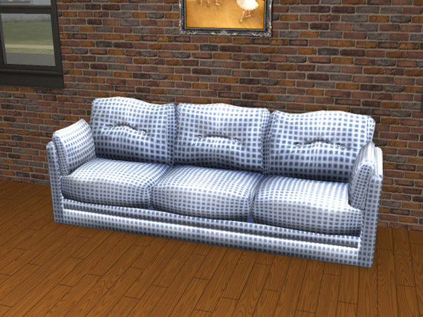 Sims 2 — Durable Value Blue Check by portiapudding — Six check recolours of the Durable Value Sofa which came with the