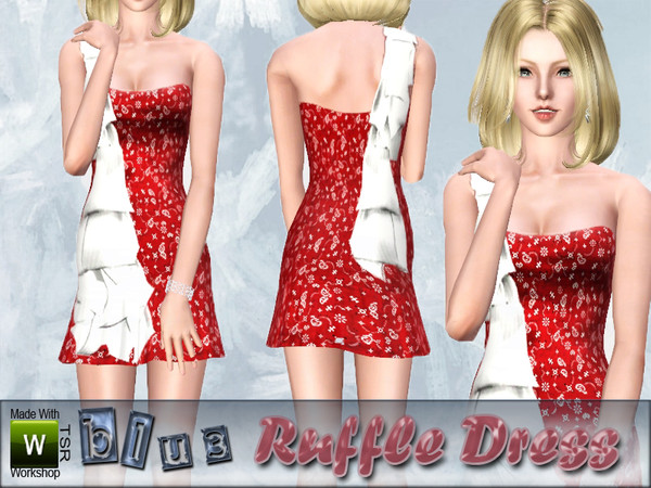 Sims 3 — blu3 Ruffle Dress by blu3 — Another Dress From SL :D I Have All Expansion