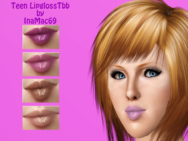 Sims 3 — LipglossTbb by InaMac69 by InaMac692 — Teen Female Lipgloss, re-colourable in 3 areas, suits all skin tones and