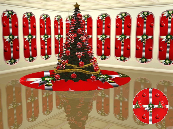 Sims 3 — marcorse_xmas cheer pattern by marcorse — A Christmassy themed pattern centred around a silver-ribbon tied, red
