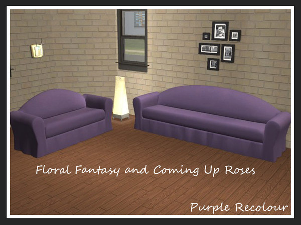 Sims 2 — Coming Up Roses Plain Purple by portiapudding — Fourteen recolours of the Coming Up Roses Loveseat. These files