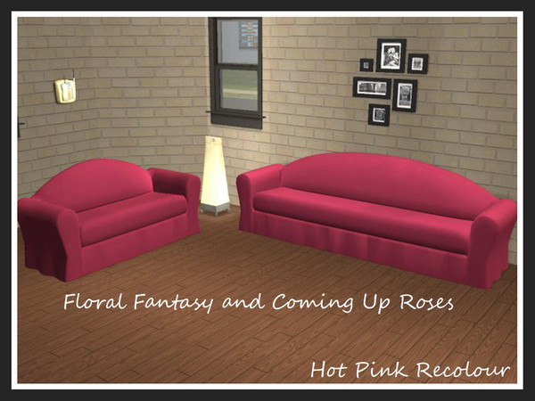Sims 2 — Coming Up Roses Plain Hot Pink by portiapudding — Fourteen recolours of the Coming Up Roses Loveseat. These