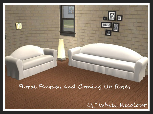 Sims 2 — Coming Up Roses Plain Off White by portiapudding — Fourteen recolours of the Coming Up Roses Loveseat. These