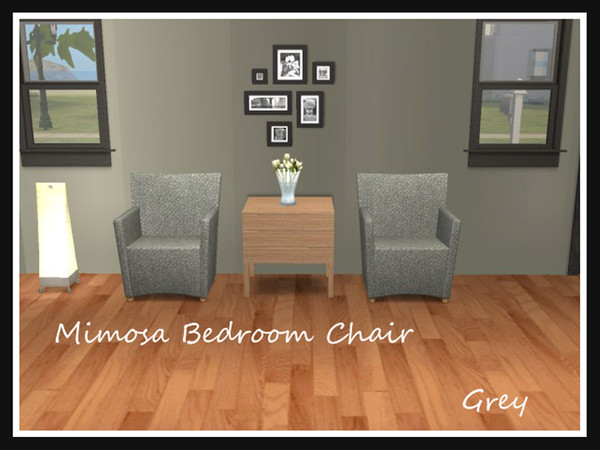 Sims 2 — Mimosa Chair Grey by portiapudding — Recolours of the Mimosa Bedroom chair by Sims2Play. I have provided the