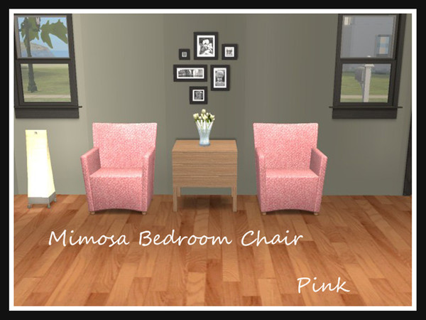 Sims 2 — Mimosa Chair Pink by portiapudding — Recolours of the Mimosa Bedroom chair by Sims2Play. I have provided the