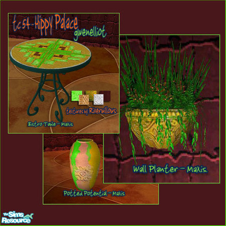 Sims 2 — TC 54 - Hippy Palace - Maxis Recolors by gwenelliot — Fresh color and unique textures give Hippy Living a modern