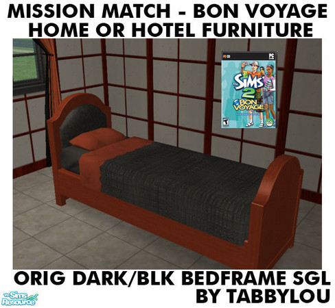 Sims 2 — TL - MM BV HOH OrigDarkWd BedFrameSgl by TabbyLou — The Ergonomizer Single Bed Frame ONLY for Recolor of Bon