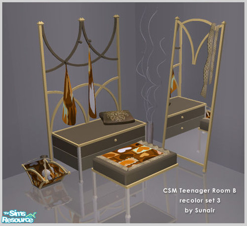 Sims 2 — CSM Teenager Room B - Recolor set 3 by Sunair — CSM Teenager Room B - Recolor set 3 (darkwood)