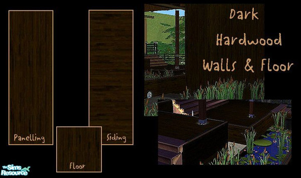 Sims 2 — Dark Hardwood Walls and Floor by laivine_erunyauve — These beautifully dark wooden walls and floor are perfect