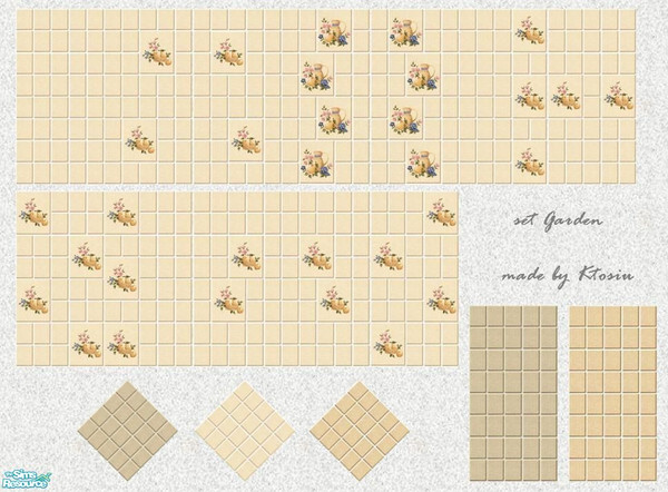 Sims 2 — Kitchen tiles set  by Ktosiu111 — Set \"Garden\" - my first tile set!