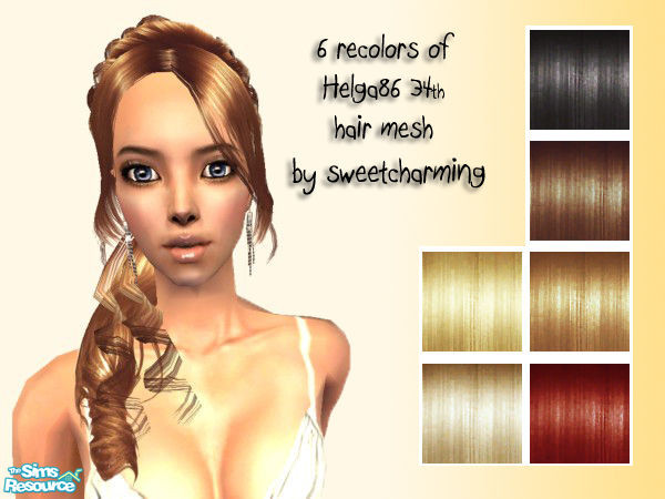 Sims 2 — Kayla Hair Set by sweetcharming — This set consists of 6 recolors of Helga86\'s beautiful 34th mesh. Available