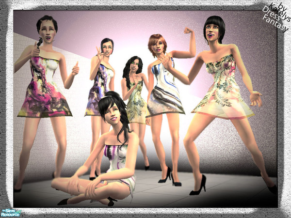 Sims 2 — Dress Fantasy by katelys — A set of 6 variant dresses for adult females.
