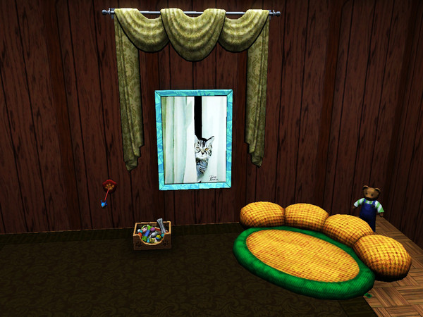 Sims 3 — Window Mode Cat Curtain by Majuchan — Cats love to stare outside windows. By Majuchan