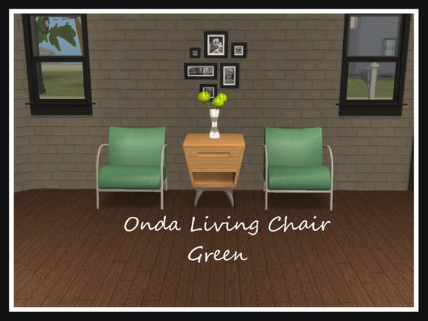 Sims 2 — Onda Chair Green by portiapudding — 9 recolours of Sims2Play\'s Onda Living chair (Object 23). The original mesh