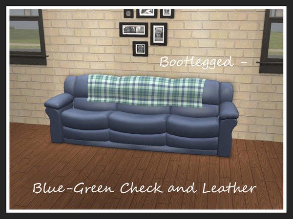 Sims 2 — Bootlegged Blue-Green Leather by portiapudding — This is a set of matching recolours. The blanket and sofa are