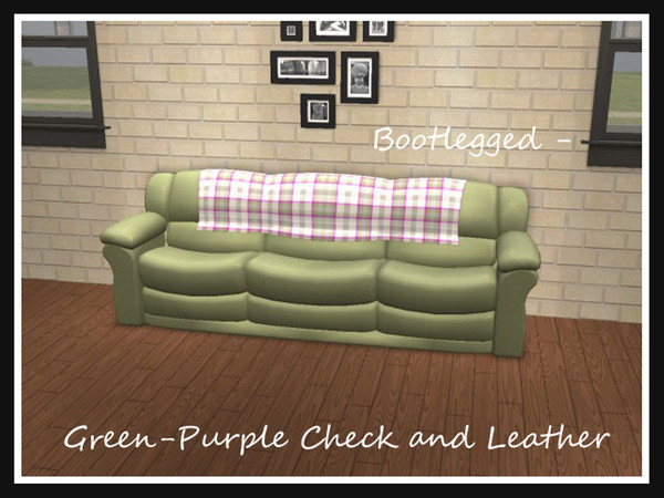 Sims 2 — Bootlegged Green-Purple Leather by portiapudding — This is a set of matching recolours. The blanket and sofa are
