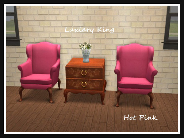 Sims 2 — Luxiary King Recolours - Hot Pink by portiapudding — Fourteen recolours of the Luxiary King Living Chair.