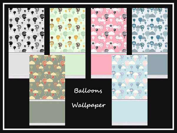 Sims 2 — Balloons Wallpaper by portiapudding — Six wallpapers with a Balloon design specially for your nurseries or