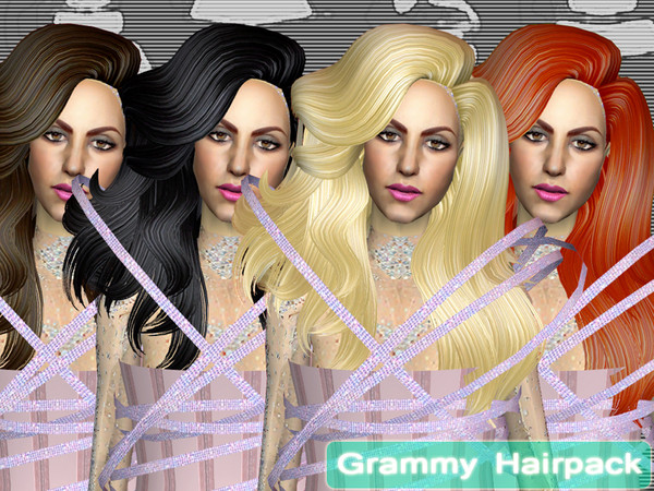 Sims 2 — RowanSims - Grammy Hairpack by Rowansims2 — Another Lady gaga hairdo made by RowanSims set contains basic