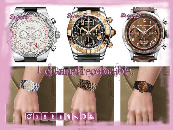 Sims 3 — Breitling and Baume et Mercier watches by lurania — 2 Breitling and 1 Baume et Mercier watches for teen,adult