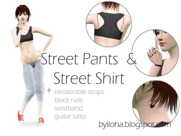 Sims 3 — (BY Iloha) Street Pants & Street Shirt by fen0mn — (BY Iloha) Street Pants &amp; Street Shirt