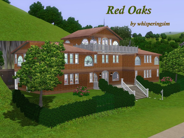 Sims 3 — Red Oaks by whisperingsim — Red Oaks is a lovely 3 bedroom, 3 bathroom, brick residence set back into the cliff.