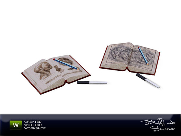 Sims 3 — Apothecary's Shop - Dekobook 06 by BuffSumm — Opend book with pencil and pen. created by BuffyASummer (BuffSum)