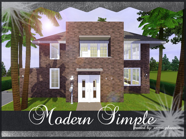 Sims 3 — Modern Simple by xx-stephanniie2 — A house with 1x doublebed and 2x singlebed. Space for 1 car. And a little