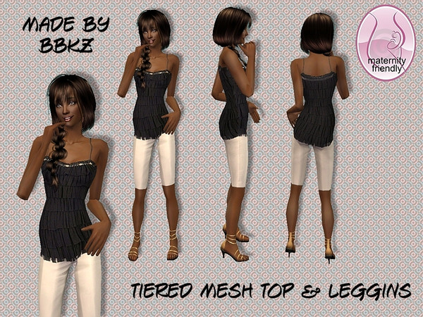 Sims 2 — Tiered Mesh Top & Leggins by BBKZ — Available as everyday/formal for YAs/adults. Maternity friendly. No EP