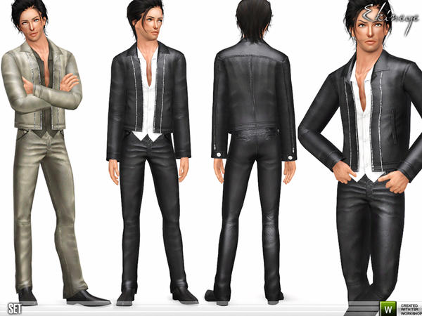 ekinege's Leather Jacket & Pants - Set77