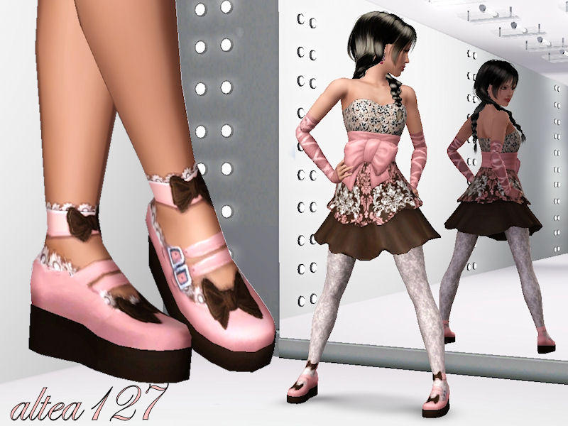 The Sims Resource - Lolita platform shoes 1