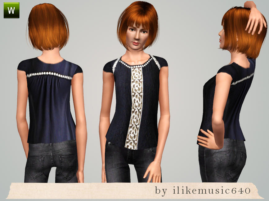 The Sims Resource - Navy Details Top AF