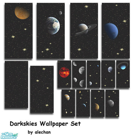 Sims 2 — Darkskies Wallpaper Set by alechan — Create you own travel among planets and stars with this 15 pieces