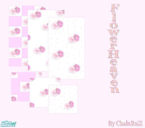 Sims 2 — FlowerHeaven by Chalabaiz — This is a set which contains 3 floors and 3 walls. The theme is Pink Flowers. This