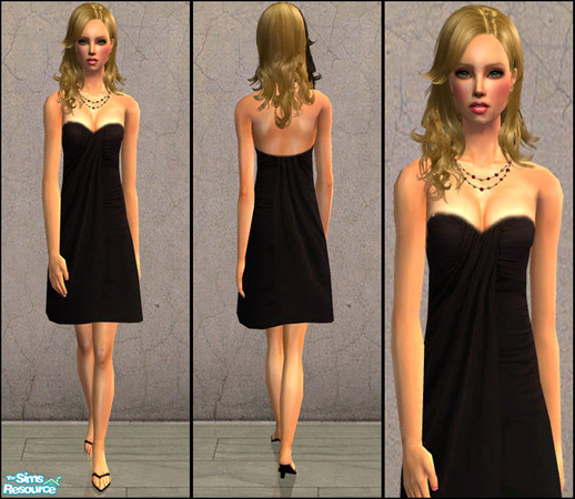 Sims 2 — Little Black Dress - Strapeless by Aleeza — Don\'t forget to download my mesh \"Mesh_Aleeza_Cocktail\"