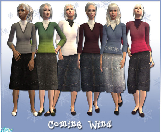 Sims 2 — Coming Wind by zvaella — A set of six outfits for elder ladies. No mesh or EP required.