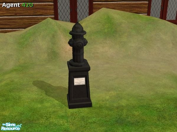 Sims 2 — A420 Black Fire Hydrant (And Base) by Agent420 — A Black Fire Hydrant and Base for your pets to enjoy. Both the