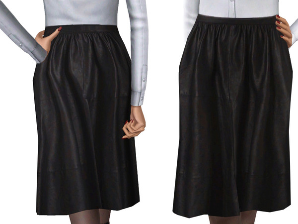 Sims 3 — Leather A-Line Skirt for Female Elders by SimDetails — Stylish Leather A-Line Skirt for your Female Elder Sim. 