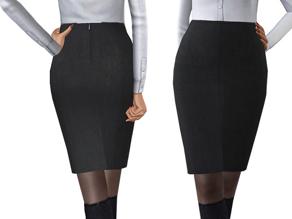 Sims 3 — Suede Pencil Skirt for Female Elders by SimDetails — Stylish Suede Knee-Length Pencil Skirt for your Female