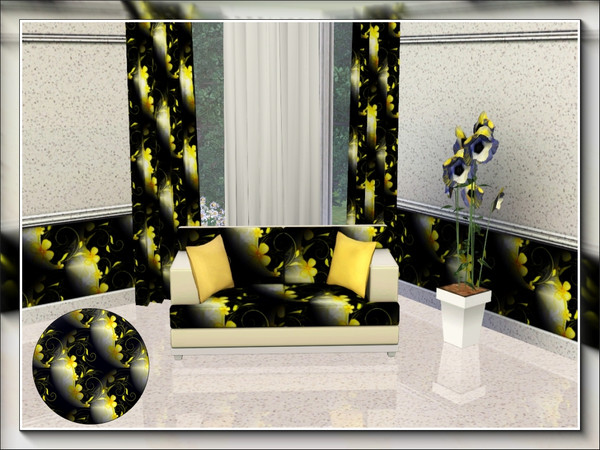 Sims 3 — marcorse_moonstruck flowers pattern by marcorse — Yellow flowers in relief against a full moon on a very dark