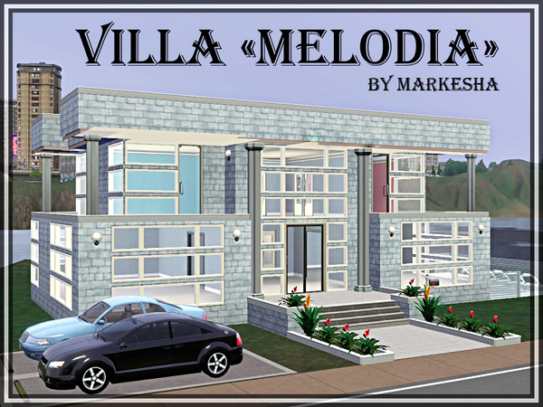 Sims 3 — Villa Melodia by Markesha — 3 bds, 3 bths, nursery, 2 cars, swimming pool