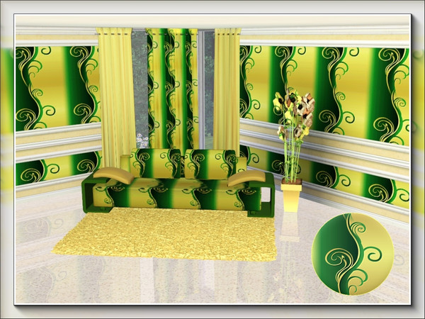 Sims 3 — marcorse_greenygold pattern by marcorse — A bold deep green and gold design with a reverse-colour flourish